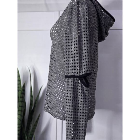 Trina Turk Recreation Hooded Mesh Cover Up Swimwear Women’s Gray Size Large - Picture 4 of 8